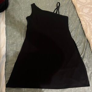 all in motion Black One-Shoulder Mini Dress